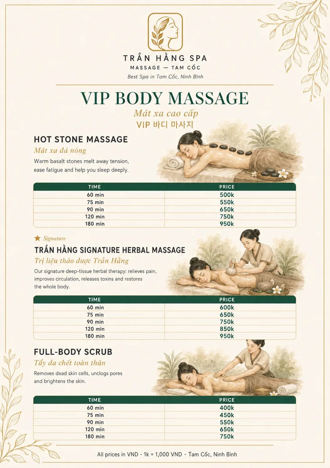 Tran Hang Spa menu — page 2